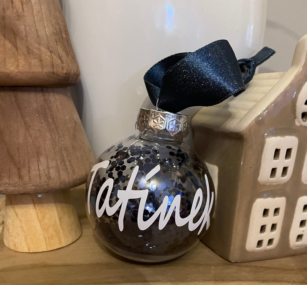 Vánoční ozdoba - modra třpytka