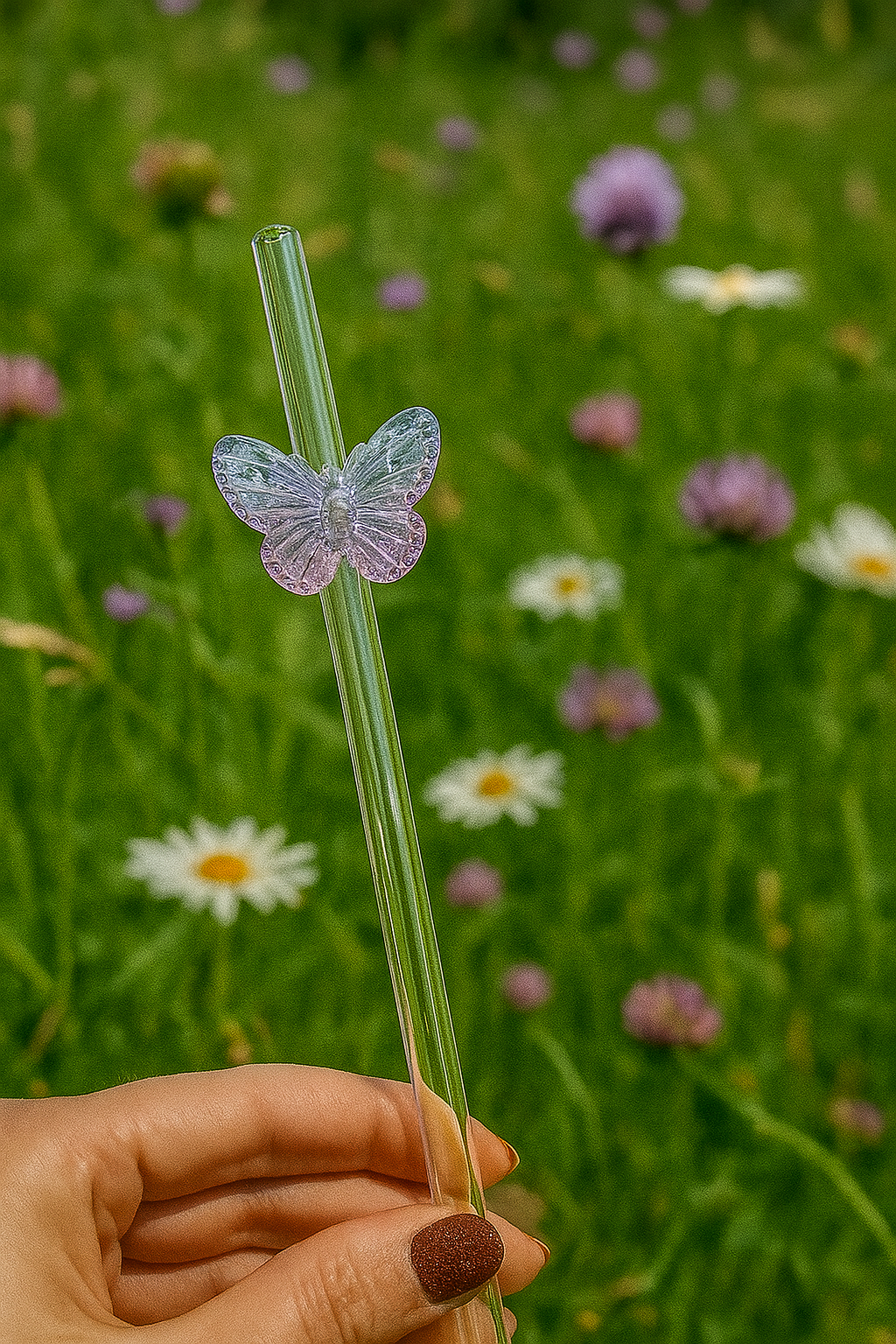 Skleněné brčko - motýl fialový