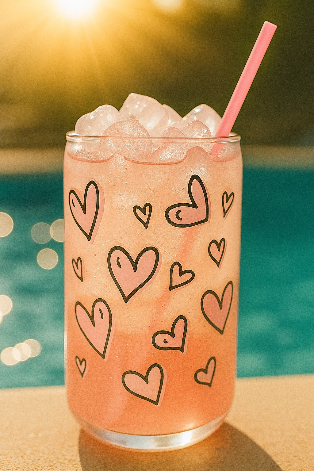 Sklenička - srdce růžové