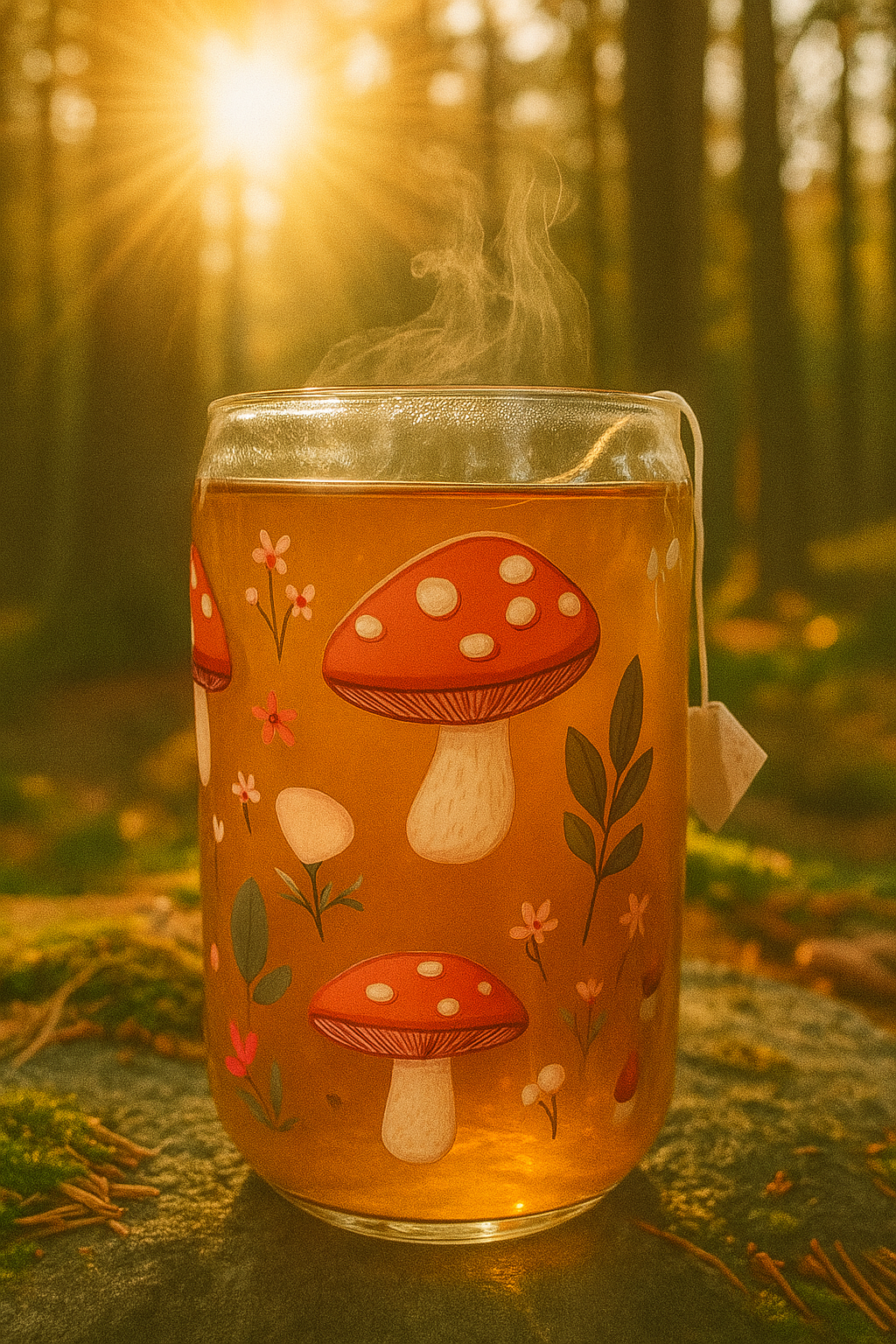 Sklenička - houbičky červené