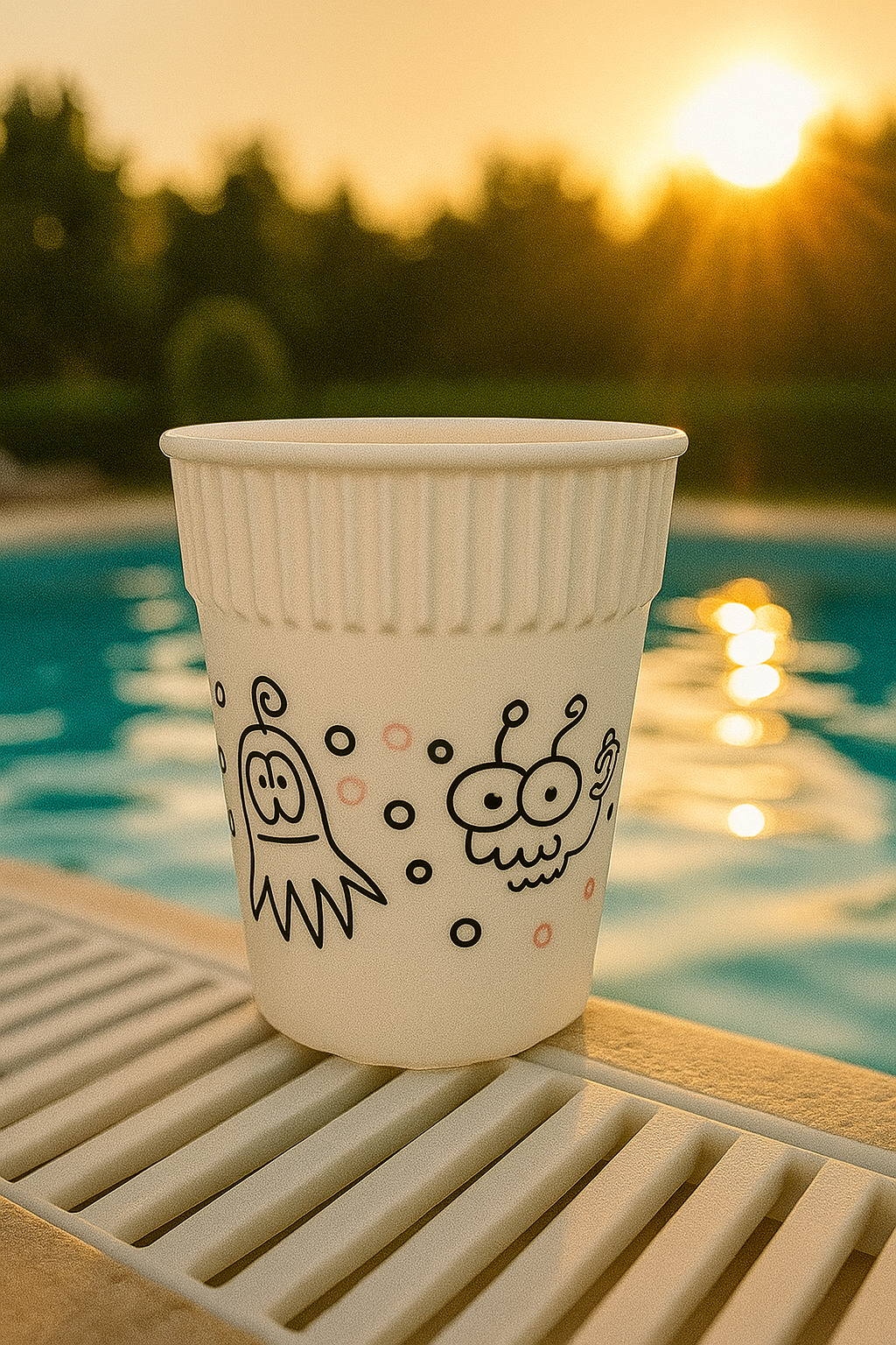 Opakovaně použitelný kelímek - mořské potvory bílý