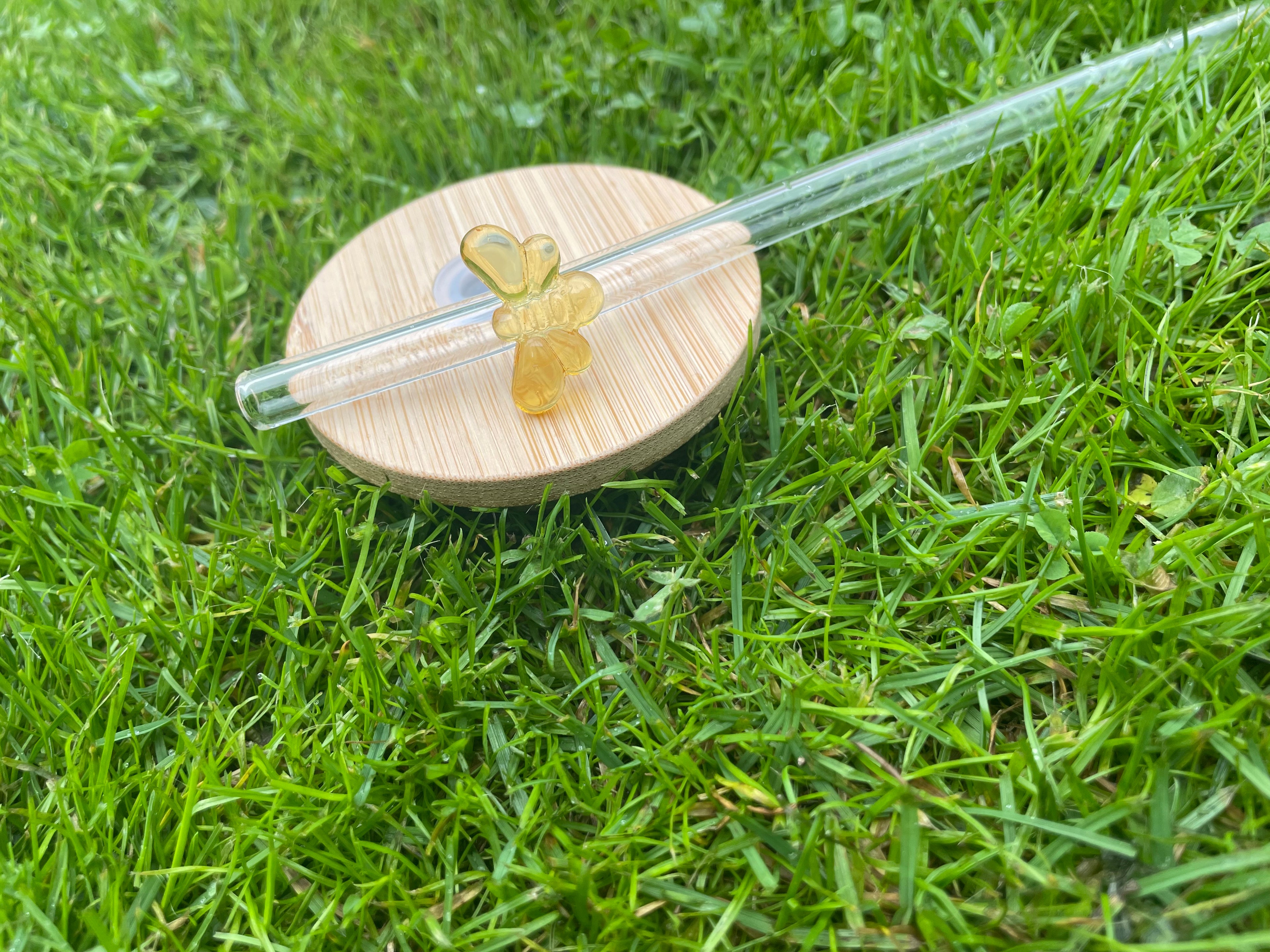 Skleněné brčko - včela žlutá