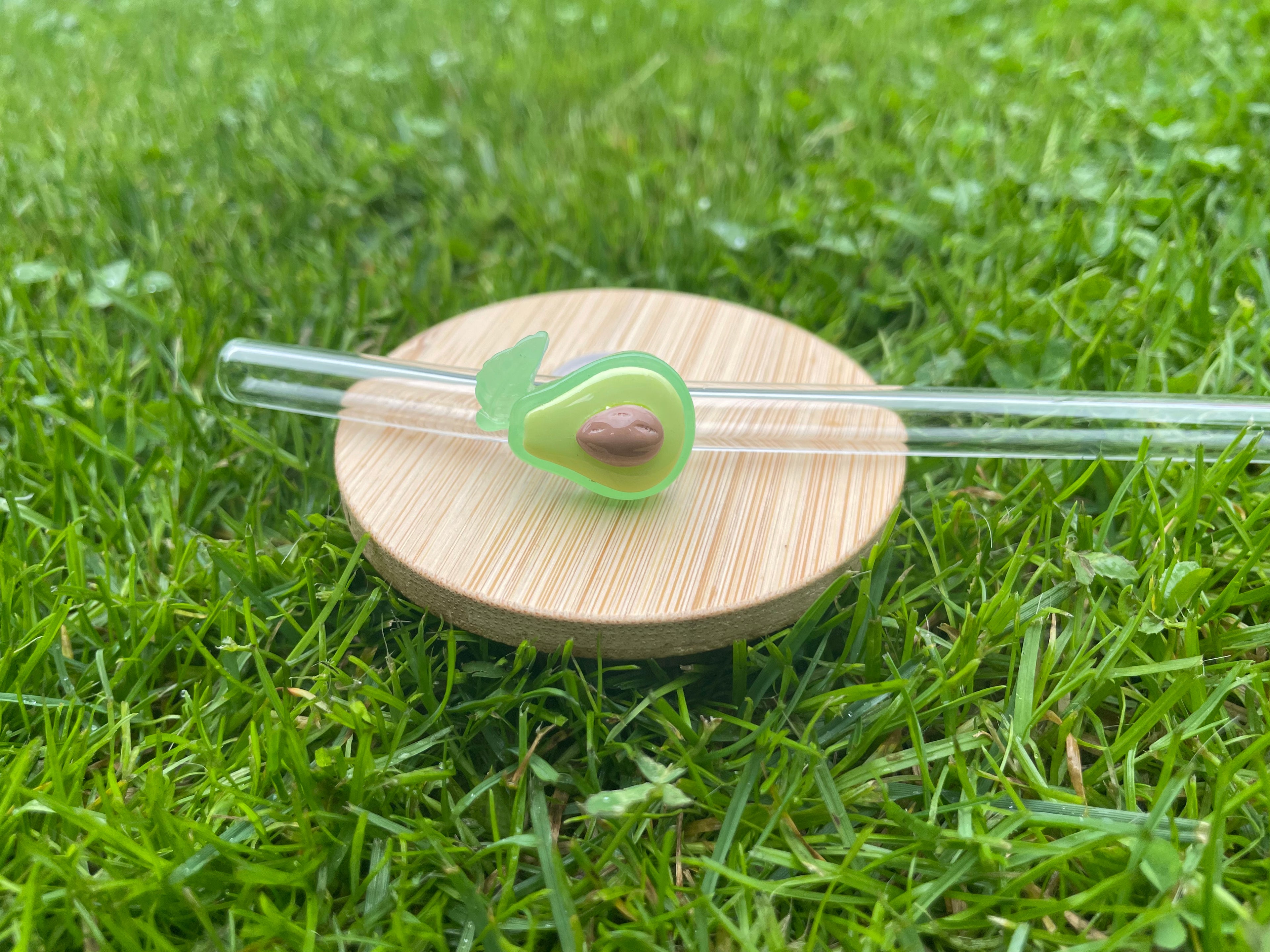 Skleněné brčko - avokádo