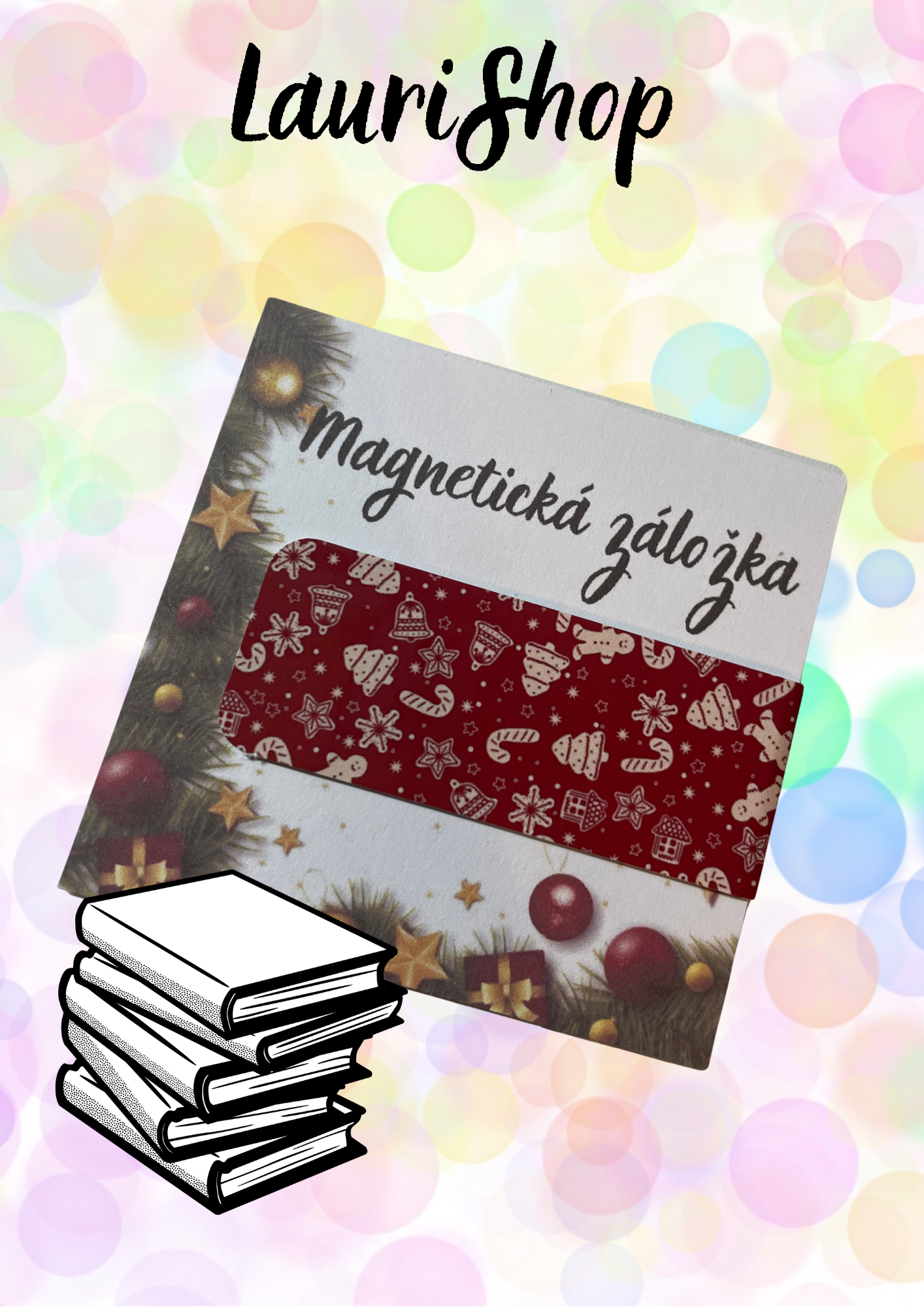 Magnetická záložka - Vánoce červené