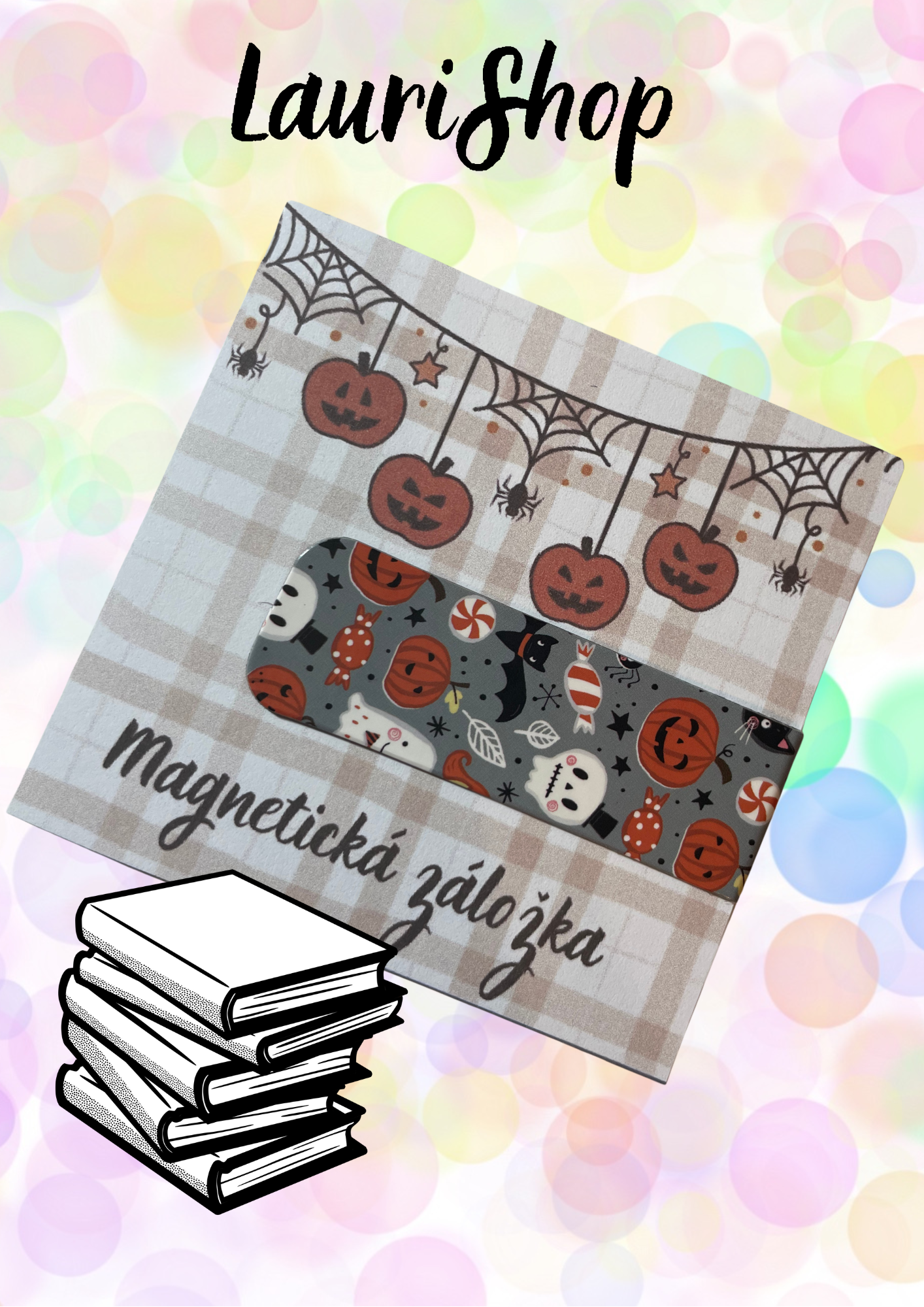 Magnetická záložka - Halloween šedý