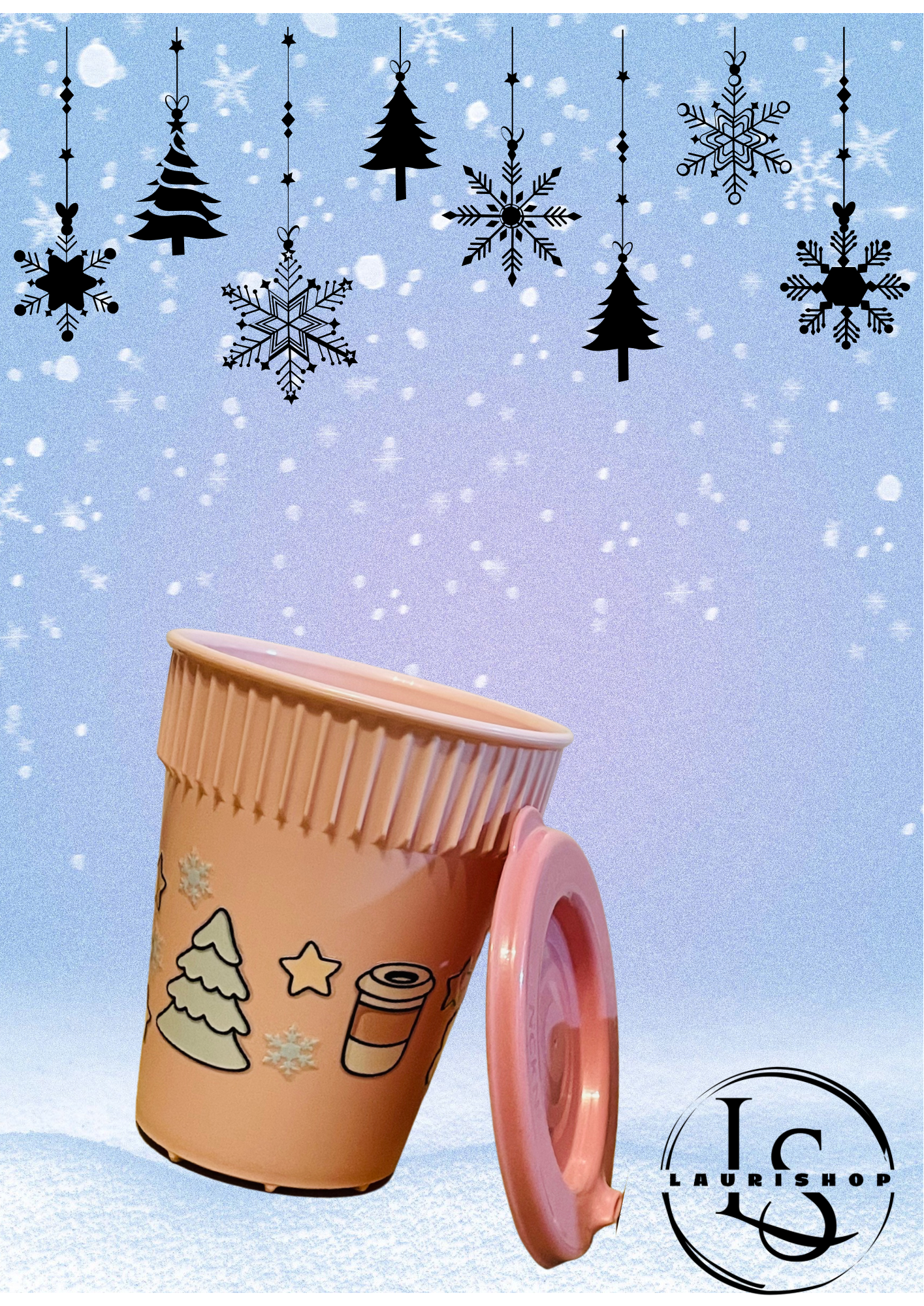 Opakovaně použitelný kelímek - Vánoce růžový